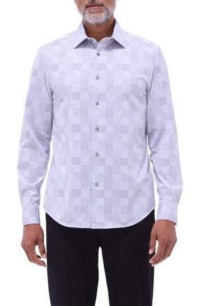 Bugatchi Jimmy OoohCotton Mixed Print Button-Up Shirt in Platinum at Nordstrom, Size Xxx-Large