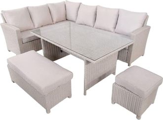 Kactus Republic Conjunto de jard&iacute;n 7 -8 plazas de rat&aacute;n sint&eacute;tico gris