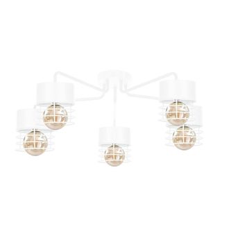 Netlighting Atollo Multi Arm Semi Flush Ceiling Light White 70cm 5x E27