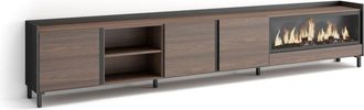 Skraut Home Skraut Home - Mueble Tv, Televisi&oacute;n, Muebles De Sal&oacute;n, Almacenaje, 315x35x61cm, Para Tv Hasta 80, Chimenea El&eacute;ctrica Xxl, Dise&ntilde;o Industrial, Estilo Mo
