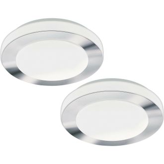 Loops 2 PACK Wall Flush Ceiling Light Colour White Chrome Shade White Plastic LED 11W