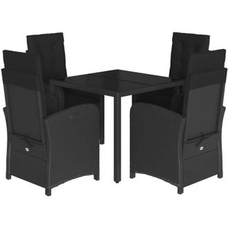 vidaXL Set De Muebles Jard&iacute;n 5 Pzas Con Cojines Rat&aacute;n Sint&eacute;tico Negro Vidaxl