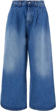 ERL Jeans met wijde pijpen en plooien - Heren - Loose Fit Jeans - Blauw - M - Katoen - Jeans