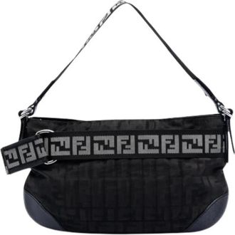Fendi Pre-owned Shoulder Bags, female, Black, Size: ONE SIZE Pre-owned Nylon Shoulder Bag