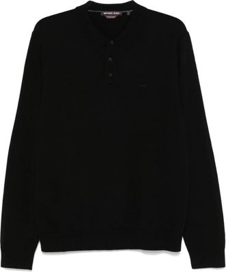 Michael Kors Zwarte Merino wollen poloshirt - Heren - Polos - Zwart - 2XL - Wol - Tops