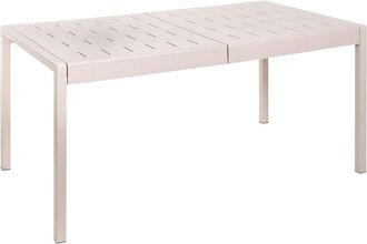 Beliani Mesa de comedor 6 personas de material sint&eacute;tico beige