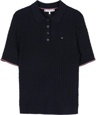 Tommy Hilfiger logo-embroidered knitted top - women - Organic Cotton/Cotton - L - Blue