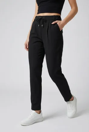 Only Jogger Pants ONLY ONLJAZ PULL-UP PANT TLR ZLO, Damen, Gr. XS, L&auml;nge 32, schwarz, Milano Rib, Obermaterial: 100% Polyester, unifarben, regular fit norm