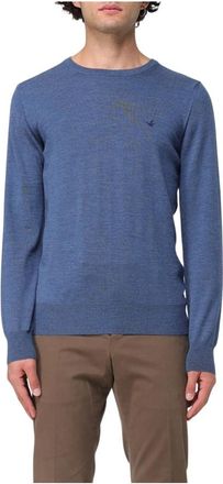 Brooksfield Rondgebreide trui - Heren - Ronde hals truien - Blauw - M - Truien & Vesten