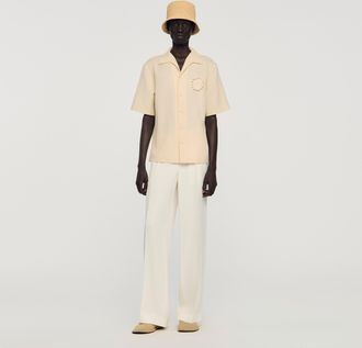 Sandro Loose-fit floral crochet shirt