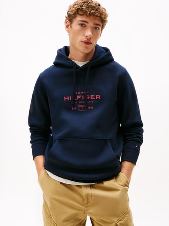 Tommy Hilfiger Kapuzensweatshirt TOMMY HILFIGER OVAL GRAPHIC HOODIE, Herren, Gr. XXL, desert sky, Sweatware, Obermaterial: 63% Baumwolle, 37% Polyester, unifarben, r