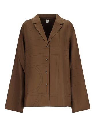 Toteme monogram flannel top - Marrone