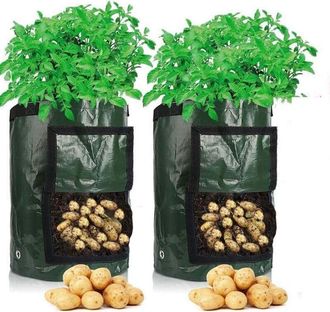 OEM Sacchi Per La Coltivazione Di Patate, 2 Pezzi, 10 Galloni, 35 X 45 Cm, Tessuto Resistente Con Patta E Maniglia -crezuo