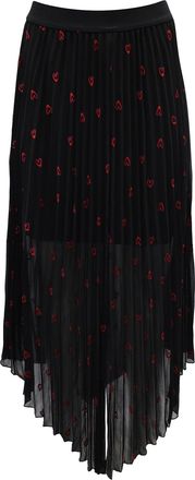 Maje Jengo Embroidered Heart Midi Skirt in Black Polyester