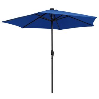 Berkfield Home Parasol with LED Lights & Aluminium Pole 270 cm Azure Blue