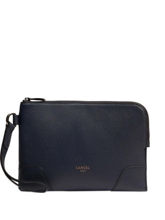 Lancel zip-fastening leather clutch - men - Leather/Polyester - One Size - Blue