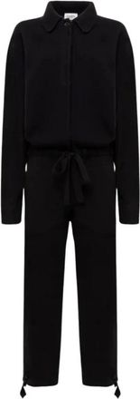 Laneus Jumpsuit met open breisel - Dames - Jumpsuits & Playsuits - Zwart - Maat: M Wol
