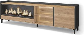Skraut Home Skraut Home - Mueble Tv, Televisi&oacute;n, Muebles De Sal&oacute;n, Almacenaje, 212x35x61cm, Para Tv Hasta 80, Chimenea El&eacute;ctrica Xxl, Dise&ntilde;o Industrial, Led, Esti