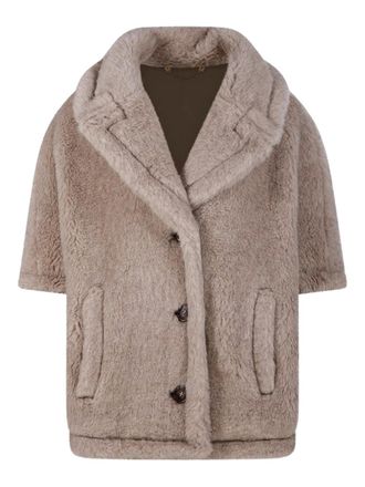 Max Mara button short-sleeve cape - women - Artificial Fur - S/M - Neutrals