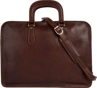 Pik&eacute; Aktentasche PIK&Eacute;, Herren, Gr. B/H/T: 39cm x 30cm x 8cm onesize, braun, Leder, beschichtet, gl&auml;nzend, Taschen Aktentasche, echt Leder, Made in Italy