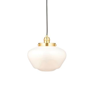 Loops Antique Brass Ceiling Pendant Light Opal Glass Shade Hanging Lighting Fixture in Clear