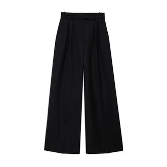 Anine Bing Broeken, Dames, Zwart, S, Leer, Wide Broeken