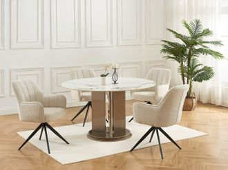 Pascal Morabito Sedia girevole con braccioli in Tessuto e Metallo Nero Panna - Lotto di 2 - LEJINA di PASCAL MORABITO