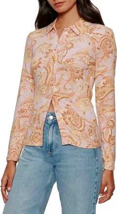 Sanctuary Dreamer Floral Knit Button-Up Shirt in Whimsy Purple at Nordstrom, Size X-Large