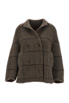 Boboutic Wool-Blend Double-Breasted Boxy Jacket