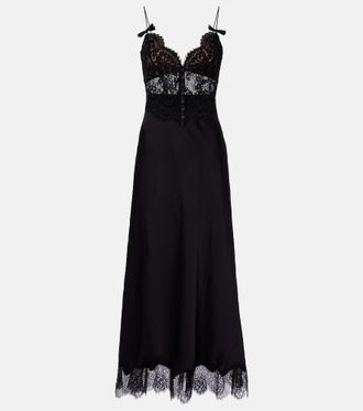 Self Portrait Satin and lace maxi dress