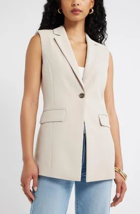 Open Edit Curator Crepe Belt Detail Vest in Grey Feather at Nordstrom, Size Xx-Small