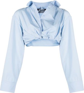 Jacquemus La chemise Bahia asymmetric shirt - women - Cotton/Spandex/Elastane - 38 - Blue