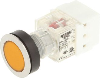 Frits Schlegel 23.000.494 - Pulsante a pressione in acciaio inox, cappuccio giallo, 2 aperture, attacco a vite