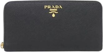 Prada Pre-owned Wallets, female, Black, Size: ONE SIZE Pre-owned Saffiano Metal Oro Long Wallet