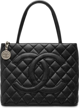 Chanel Borsa tote Medallion in pelle Caviar 2000-2002 - Nero