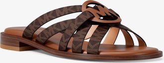 Michael Kors Erika Signature Logo and Leather Sandal