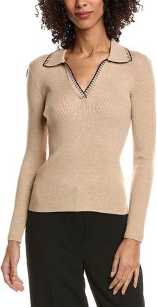 T Tahari Collar Rib Polo Sweater