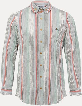 Vivienne Westwood Two Button Krall Shirt Smocked Shirting Multi-stripe 46 Men