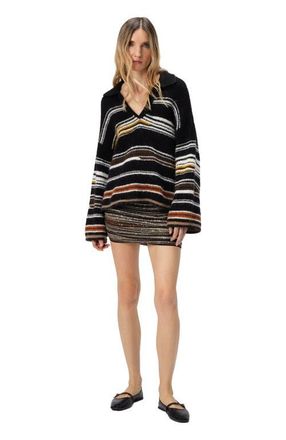 Missoni Oversized Long Sleeve Polo With Striped Inlay in Multicoloured at Nordstrom, Size Large