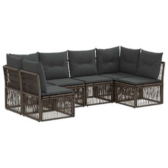 vidaXL Vidaxl Set Divano Da Giardino 6 Pz Grigio Polyrattan