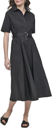 DKNY Dropped Waist Button Front Poplin Dress