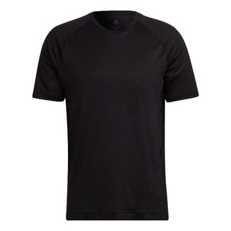 adidas Mens adidas Solid Color Round Neck Pullover Sports Short Sleeve Black T-Shirt HC4433