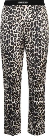 Tom Ford Logo-Waist Slip-On Broek - Heren - Straight fit broeken - Bruin - 2XL - Broeken