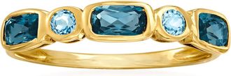 Ross-Simons London and Sky Blue Topaz Ring in 14kt Yellow Gold