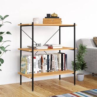 vidaXL Estanter&iacute;a De 3 Niveles Negro Y Roble 80x40x92 Cm Vidaxl