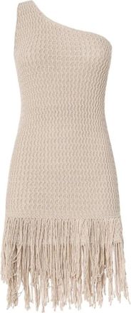 Pinko Juniperos Openwork Lurex Dress - Dames - Kleedjes - Beige - S - Leer - Kleedjes
