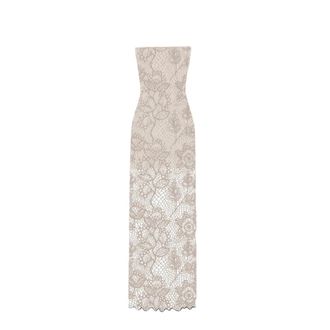Rotate Strapless Kanten Jurk - Dames - Feestkleedjes - Grijs - S - Kleedjes
