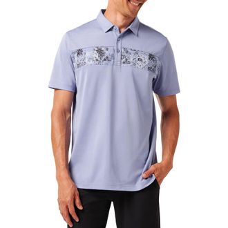 Travis Mathew Good Good Chest Stripe Polo in Heather Violet Storm at Nordstrom, Size X-Large