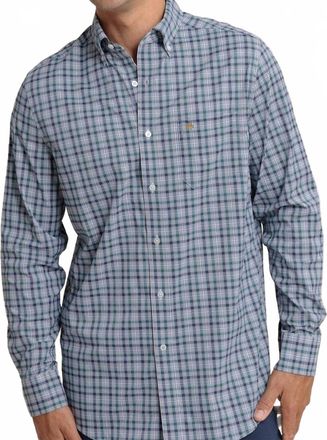 Southern Tide Plaid Intercoastal Long Sleeve Sports Shirt In Salt Meadow