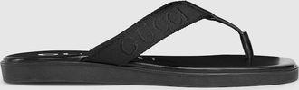 Gucci Mens Thong With Tonal Logo, Black, Fabric